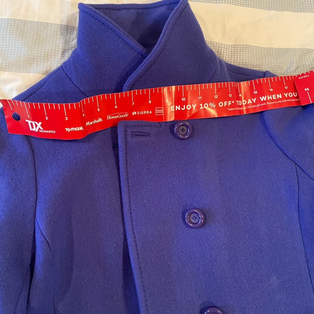 Women's Kate Spade Pea Coat Royal Blue Knee Length Dress Coat Size XL - Picture 9 of 12